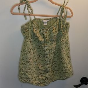 Tie strapped button down floral top